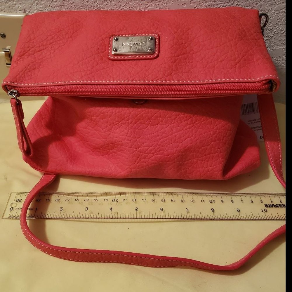 NINE WEST Deep orange Faux Leather Cross-body Shoulder Bag Purse Clutch …